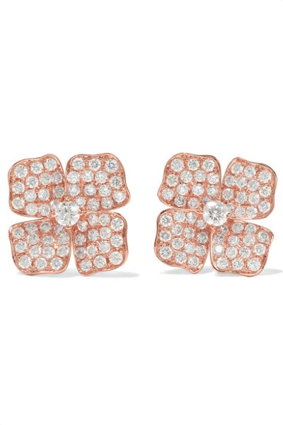 Shop Anita Ko Flower Large 18-karat Rose Gold Diamond Earrings
