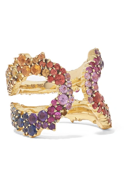 Shop Ana Khouri Double Mirian 18-karat Gold Multi-stone Ring