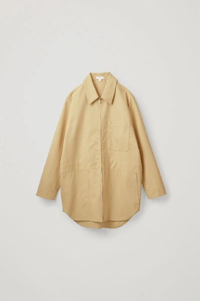 Shop Cos Cotton Boiler Suit Jacket In Yellow