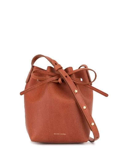 Shop Mansur Gavriel Mini Mini Bucket Bag In Brown