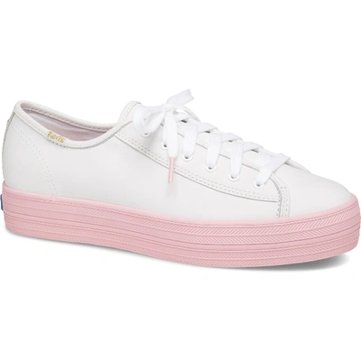 Shop Keds X Kate Spade New York Triple Kick Colorblock Leather In White Pink