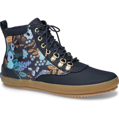 Shop Keds X Rifle Paper Co. Scout Water-resistant Boot Garden Party In Navy Multi