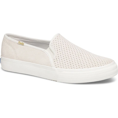Shop Keds Double Decker Perf Suede In Snow White