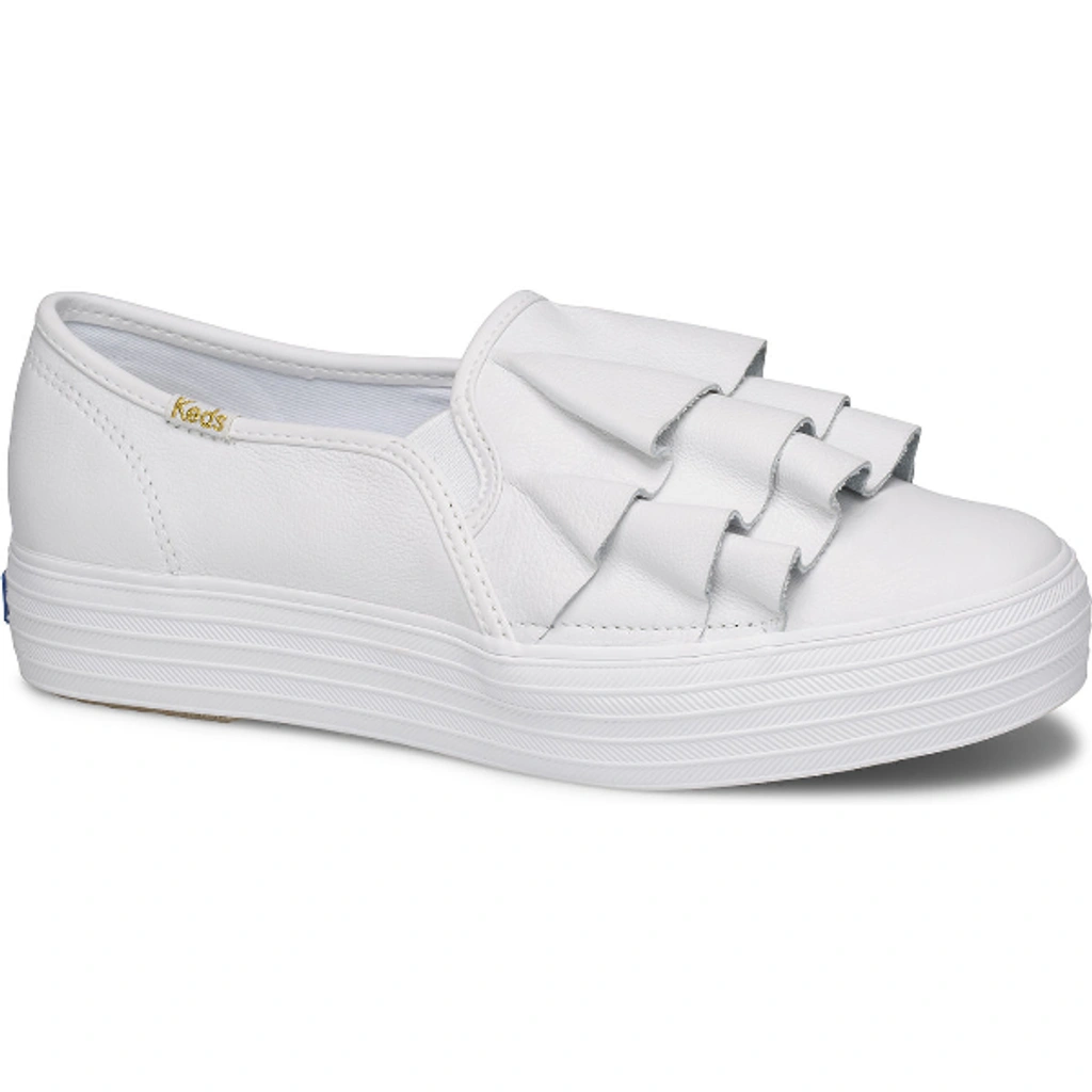 Keds triple ruffle leather black sale