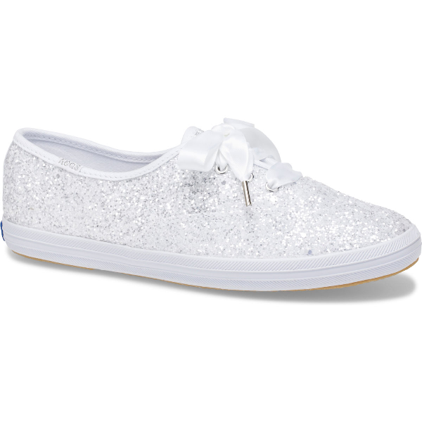 keds kate spade white glitter