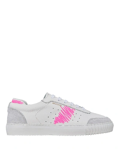 Shop Axel Arigato Dunk Scribble Leather Sneakers In White/pink