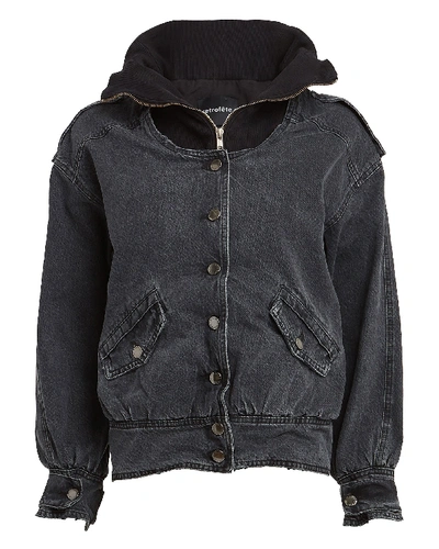 Shop Retroféte Jax Layered Denim Jacket In Black