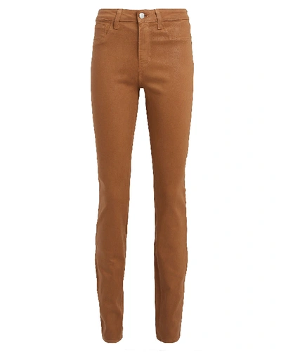 Shop L Agence Marguerite Coated Skinny Jeans In Brown