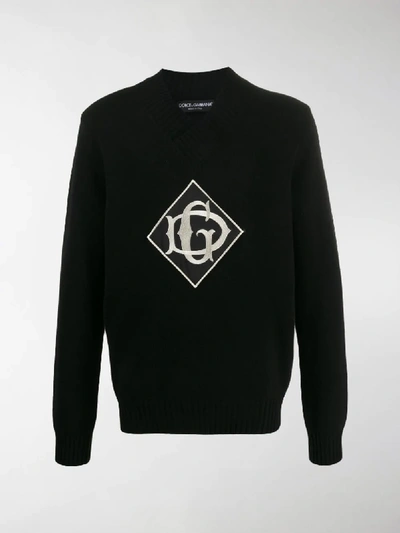 Shop Dolce & Gabbana Logo Patch Jumper In Black