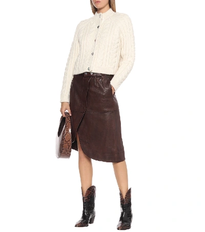 GANNI LEATHER MIDI SKIRT P00407578