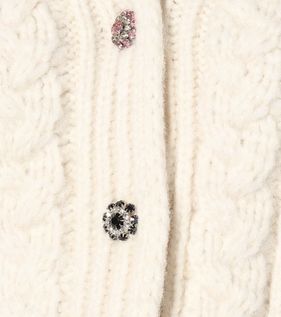 Shop Ganni Embellished Alpaca-blend Cardigan In White