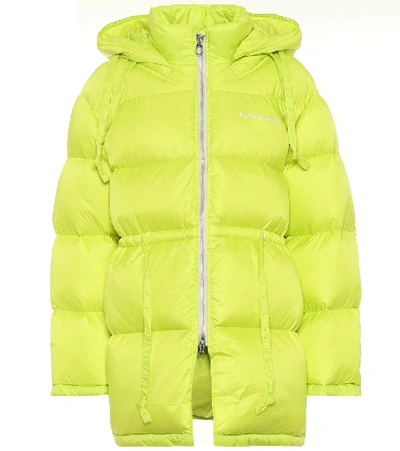 Shop Acne Studios Hooded Nylon Down Jacket In Yellow