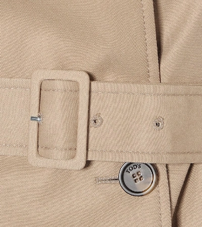 Shop Tod's Cotton-blend Trench Coat In Beige