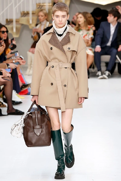 Shop Tod's Cotton-blend Trench Coat In Beige
