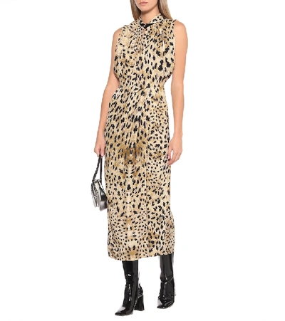 Shop Prada Leopard-print Midi Dress In Multicoloured