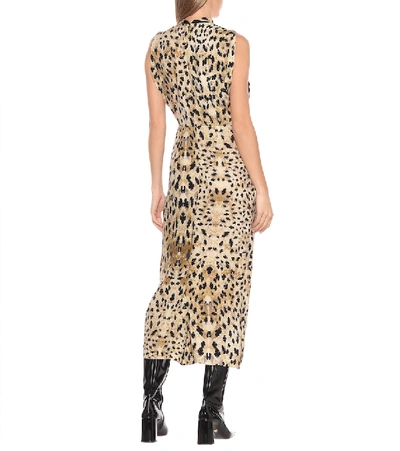 Shop Prada Leopard-print Midi Dress In Multicoloured