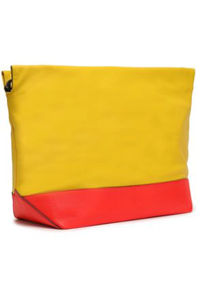Shop Marni Woman Two-tone Leather Pouch Yellow