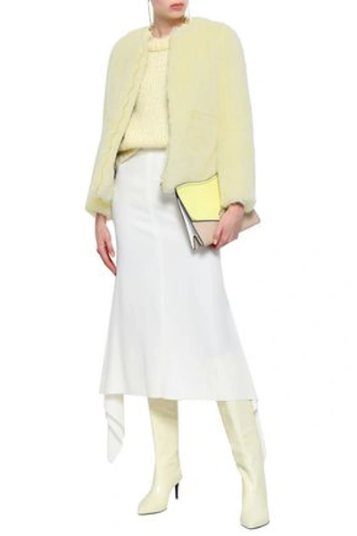 Shop Marni Alpaca, Cotton And Mohair-blend Jacket In Pastel Yellow