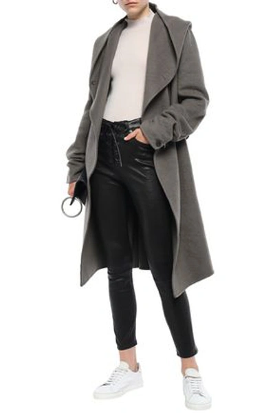 Shop Rick Owens Woman Cashmere-felt Hooded Coat Gray