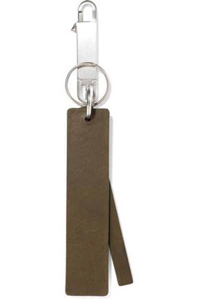 Shop Rick Owens Woman Textured-leather Keychain Army Green