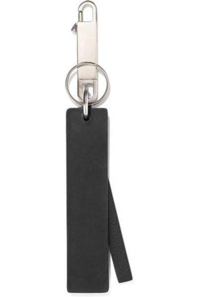 Shop Rick Owens Woman Textured-leather Keychain Black