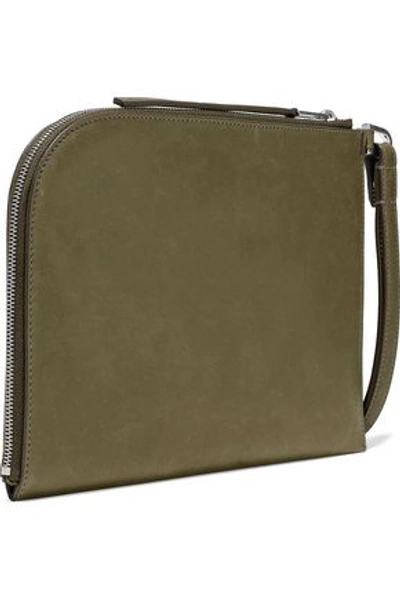 Shop Rick Owens Woman Leather Pouch Army Green