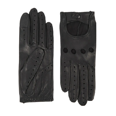 Shop Agnelle Faye Black Cut-out Leather Gloves