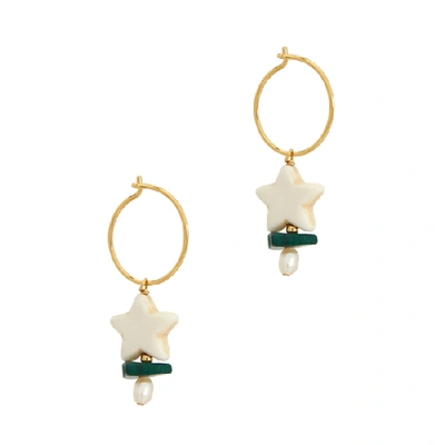 Shop Anni Lu Étoile 18kt Gold-plated Hoop Earrings In Green