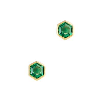 Shop V By Laura Vann Tia 18kt Gold-plated Stud Earrings In Green
