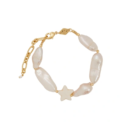 Shop Anni Lu Dolores 18kt Gold-plated Bracelet In Pearl
