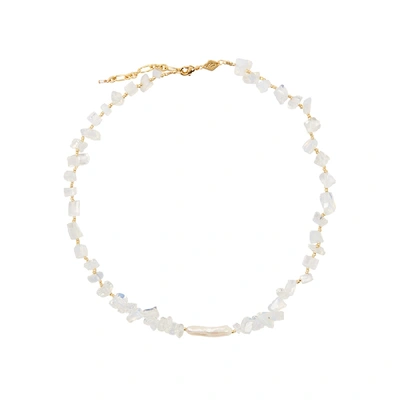 Shop Anni Lu Ines 18kt Gold-plated Beaded Necklace In Crystal