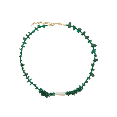 Shop Anni Lu Ines 18kt Gold-plated Beaded Necklace In Green