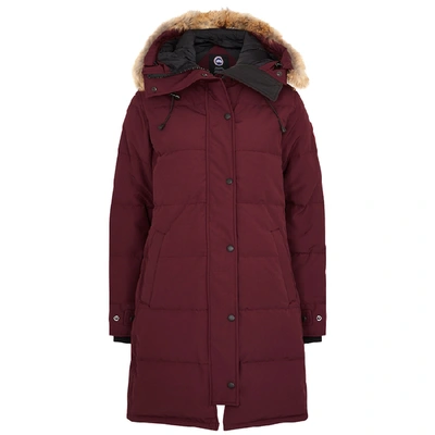 Shop Canada Goose Shelburne Dark Red Fur-trimmed Parka