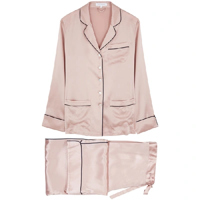 Shop Olivia Von Halle Coco Dusky Pink Silk Pyjama Set In Light Pink
