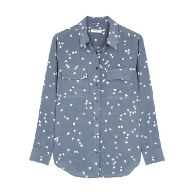 Shop Equipment Slim Signature Star-print Silk Shirt In Grey