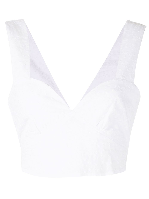 Sir. Charlee Embroidered Crop Top In White | ModeSens