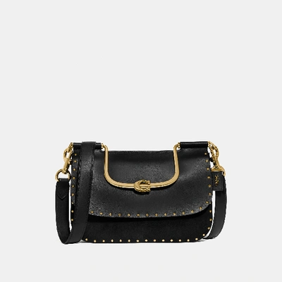 Shop Coach Ellie Crossbody With Rivets In Black/brass