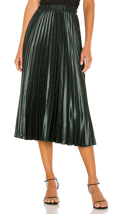 Shop 1.state Matte Satin Pleated Midi Skirt In Deep Forest