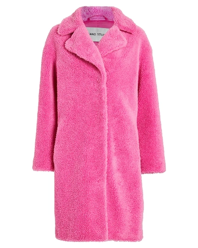 Shop Stand Studio Stand Camille Faux Shearling Cocoon Coat In Pink