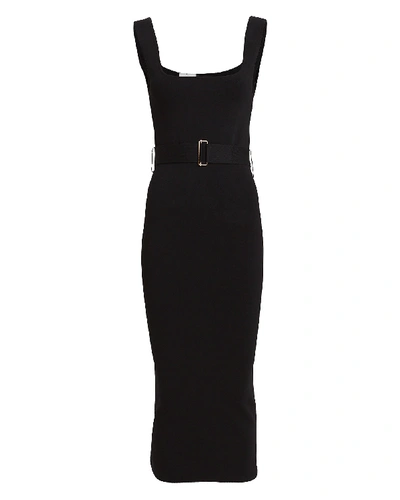 Shop Nicholas Belted Knit Midi Dress In Black