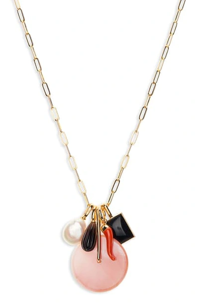 Shop Lizzie Fortunato Charm City Pendant Necklace In Gold/ Pink