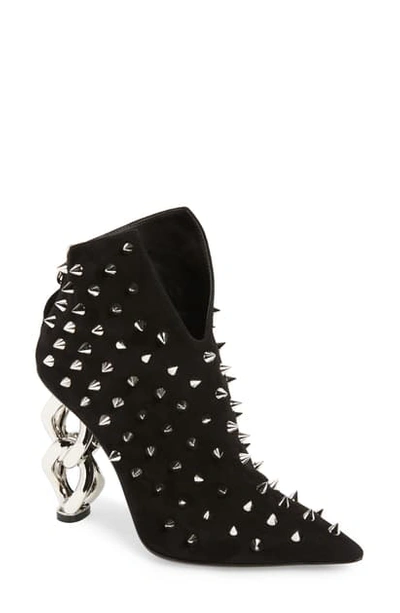 Shop Balmain Oxan Spike Chain Heel Bootie In Black