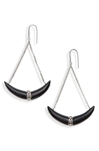 Shop Isabel Marant Boucle D'oreille Horn Earrings In Black/ Silver