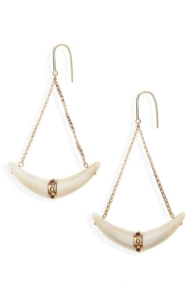 Shop Isabel Marant Boucle D'oreille Horn Earrings In Ecru