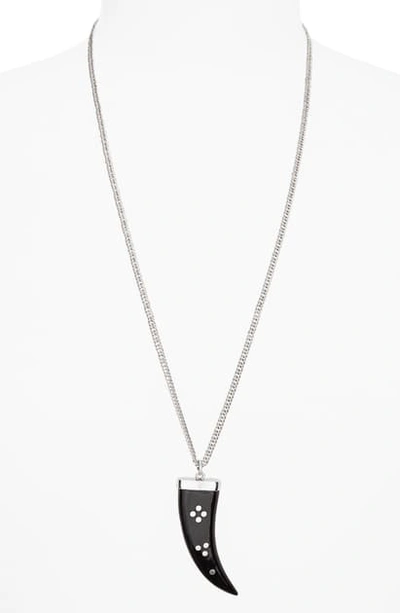 Shop Isabel Marant Horn Pendant Necklace In Black/ Silver