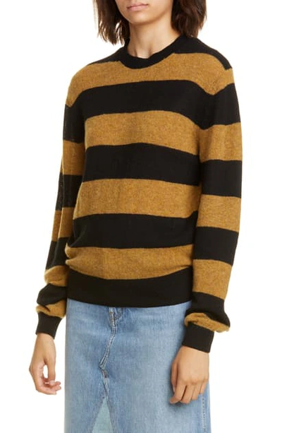 Shop Khaite Viola Cashmere Sweater In Black/fawn Stripe