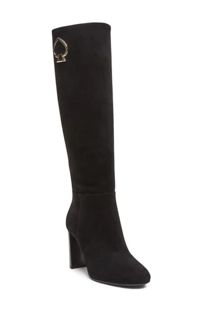 Shop Kate Spade Helana Knee High Boot In Black Suede