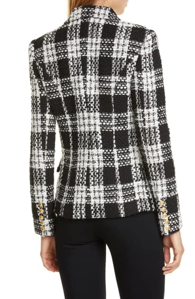 Shop L Agence Kenzie Double Breasted Blazer In Ivory/ Black