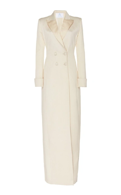 Shop Rebecca De Ravenel Double-breasted Silk Gown In Neutrals