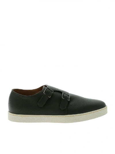 Shop John Lobb Sneaker Leather Holme Gc Green In Black